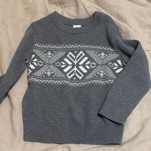 Toddler Gray Sweater with White Snowflake Pattern. Gap size 3T